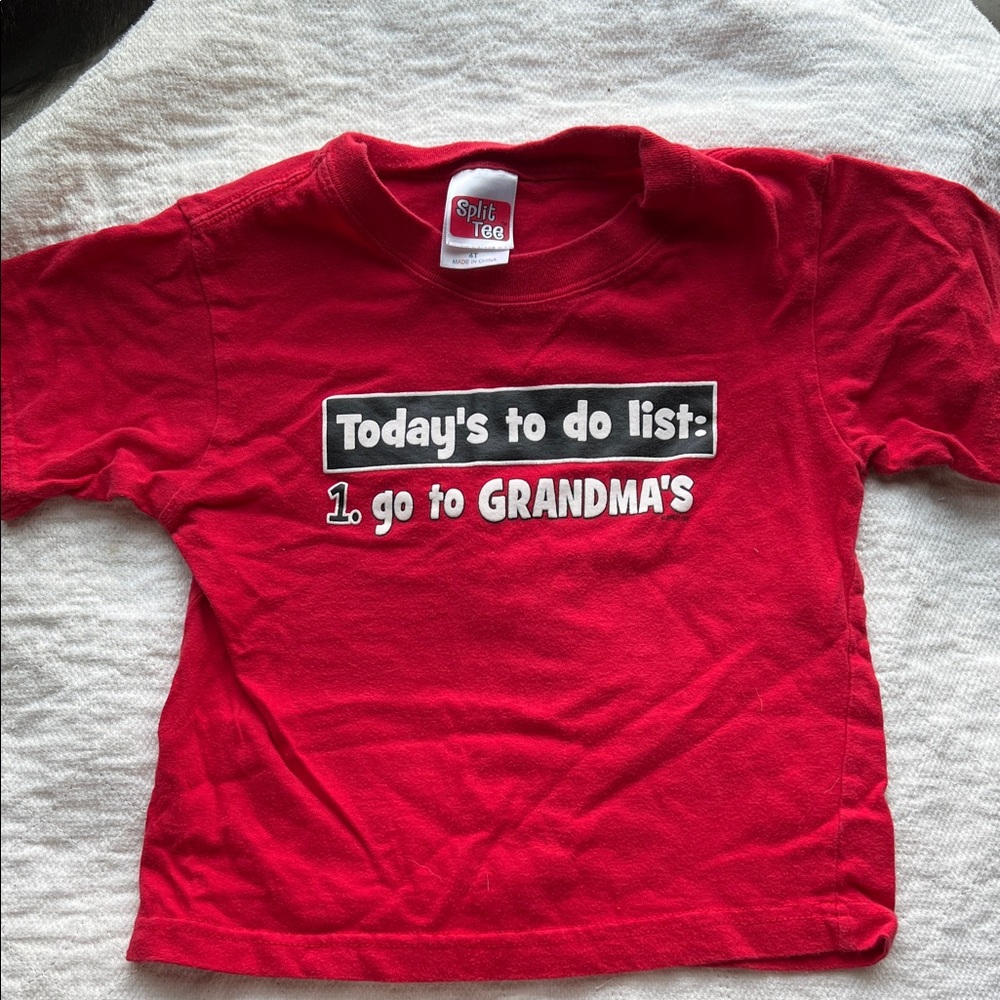 Split Red Kids Tee - Grandma's To-Do List